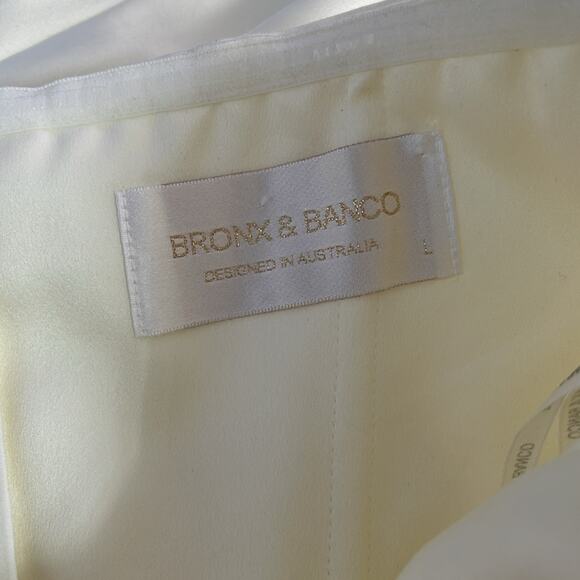 Bronx and Banco Elena Strapless Feather Gloves White Bridal Maxi Dress Sz Large - Picture 14 of 14